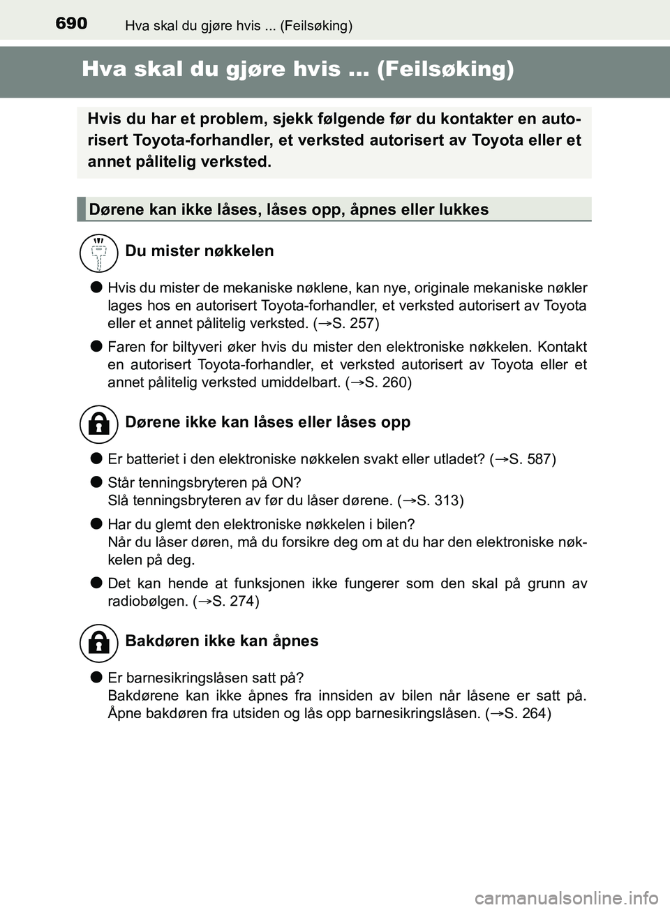 TOYOTA PRIUS PLUG-IN HYBRID 2018 Instruksjoner for bruk (in Norwegian) 690Hva skal du gjøre hvis ... (Feilsøking)
OM47C99NO
Hva skal du gjøre hvis ... (Feilsøking)
lHvis du mister de mekaniske nøklene, kan nye, originale mekaniske nøkler
lages hos en autorisert Toy TOYOTA PRIUS PLUG-IN HYBRID 2018 Instruksjoner for bruk (in Norwegian) 690Hva skal du gjøre hvis ... (Feilsøking)
OM47C99NO
Hva skal du gjøre hvis ... (Feilsøking)
lHvis du mister de mekaniske nøklene, kan nye, originale mekaniske nøkler
lages hos en autorisert Toy