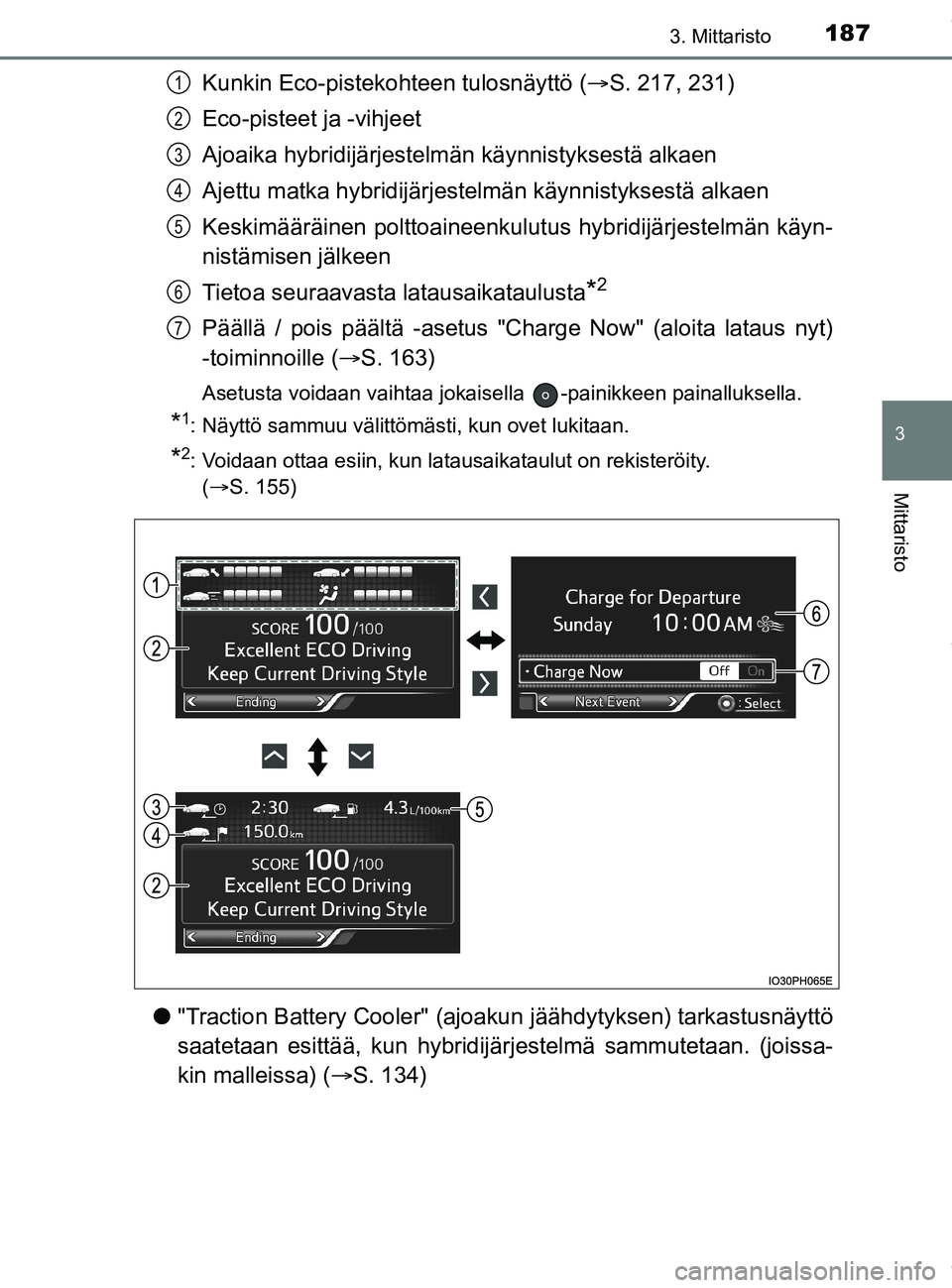 TOYOTA PRIUS PLUG-IN HYBRID 2018 Omistajan Käsikirja (in Finnish) 1873. Mittaristo
3
Mittaristo
OM47C99FI
Kunkin Eco-pistekohteen tulosnäyttö (S. 217, 231)
Eco-pisteet ja -vihjeet
Ajoaika hybridijärjestelmän käynnistyksestä alkaen
Ajettu matka hybridijärje TOYOTA PRIUS PLUG-IN HYBRID 2018 Omistajan Käsikirja (in Finnish) 1873. Mittaristo
3
Mittaristo
OM47C99FI
Kunkin Eco-pistekohteen tulosnäyttö (S. 217, 231)
Eco-pisteet ja -vihjeet
Ajoaika hybridijärjestelmän käynnistyksestä alkaen
Ajettu matka hybridijärje