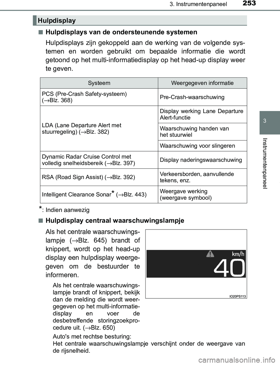 TOYOTA PRIUS PLUG-IN HYBRID 2017  Instructieboekje (in Dutch) 2533. Instrumentenpaneel
3
Instrumentenpaneel
PRIUS PHV_OM_OM47A89E_(EE)■
Hulpdisplays van de ondersteunende systemen
Hulpdisplays  zijn  gekoppeld  aan de  werking  van  de  volgende  sys-
temen  e