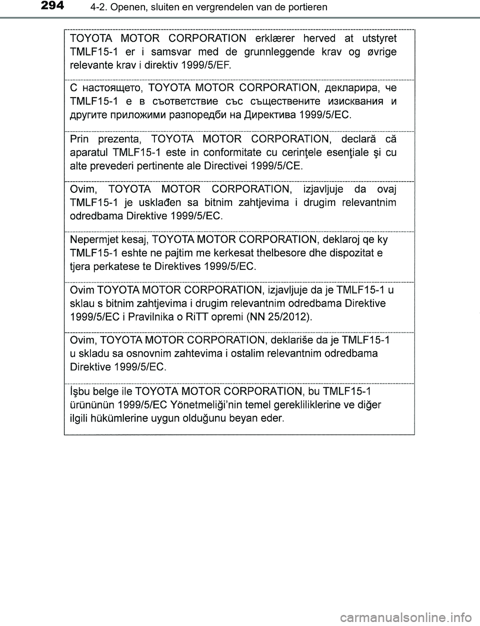 TOYOTA PRIUS PLUG-IN HYBRID 2017 Instructieboekje (in Dutch) 2944-2. Openen, sluiten en vergrendelen van de portieren
PRIUS PHV_OM_OM47A89E_(EE)
PRIUS PHV_OM_OM47A89E_(EE).book Page 294 Wednesday, December 14, 2016 1:05 PM TOYOTA PRIUS PLUG-IN HYBRID 2017 Instructieboekje (in Dutch) 2944-2. Openen, sluiten en vergrendelen van de portieren
PRIUS PHV_OM_OM47A89E_(EE)
PRIUS PHV_OM_OM47A89E_(EE).book Page 294 Wednesday, December 14, 2016 1:05 PM