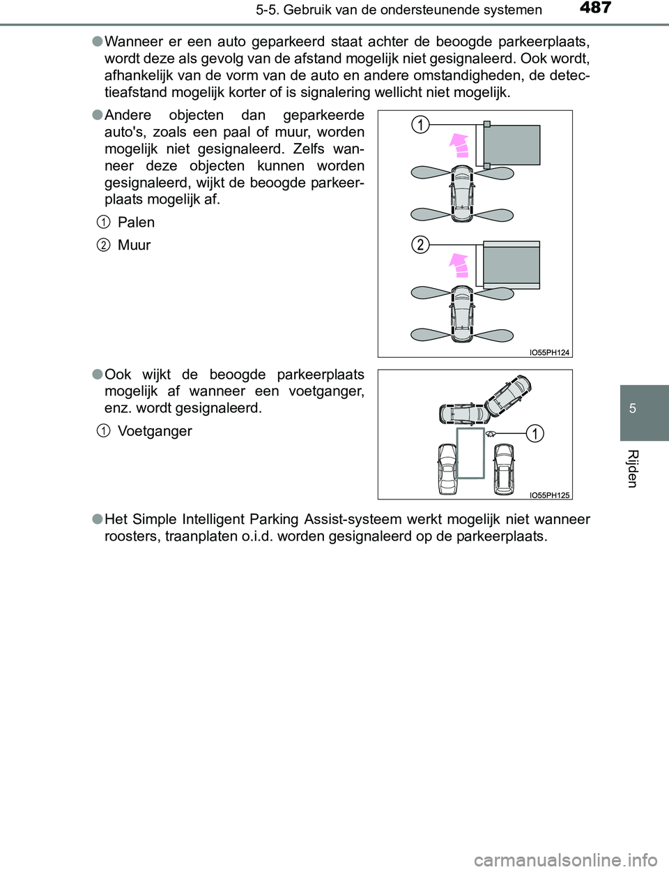 TOYOTA PRIUS PLUG-IN HYBRID 2017 Instructieboekje (in Dutch) 4875-5. Gebruik van de ondersteunende systemen
PRIUS PHV_OM_OM47A89E_(EE)
5
Rijden
●Wanneer er een auto geparkeerd staat achter de beoogde parkeerplaats,
wordt deze als gevolg van de afstan TOYOTA PRIUS PLUG-IN HYBRID 2017 Instructieboekje (in Dutch) 4875-5. Gebruik van de ondersteunende systemen
PRIUS PHV_OM_OM47A89E_(EE)
5
Rijden
●Wanneer er een auto geparkeerd staat achter de beoogde parkeerplaats,
wordt deze als gevolg van de afstan