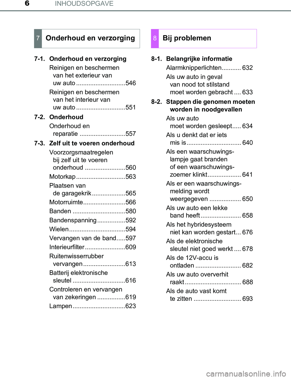 TOYOTA PRIUS PLUG-IN HYBRID 2017  Instructieboekje (in Dutch) INHOUDSOPGAVE6
PRIUS PHV_OM_OM47A89E_(EE)7-1. Onderhoud en verzorging
Reinigen en beschermen 
van het exterieur van 
uw auto ............................546
Reinigen en beschermen 
van het interieur v