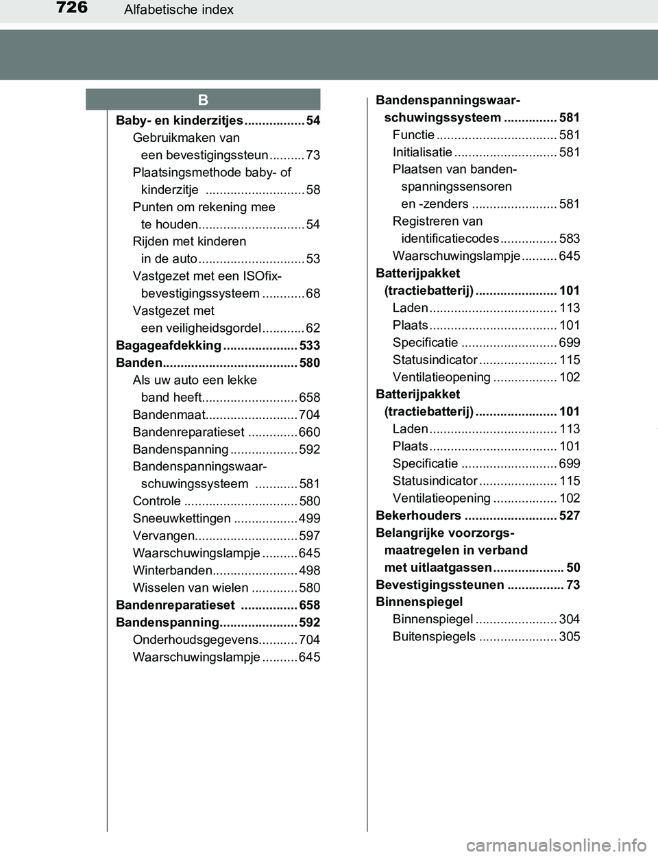 TOYOTA PRIUS PLUG-IN HYBRID 2017  Instructieboekje (in Dutch) 726Alfabetische index
PRIUS PHV_OM_OM47A89E_(EE)
Baby- en kinderzitjes ................. 54
Gebruikmaken van 
een bevestigingssteun .......... 73
Plaatsingsmethode baby- of 
kinderzitje  .............