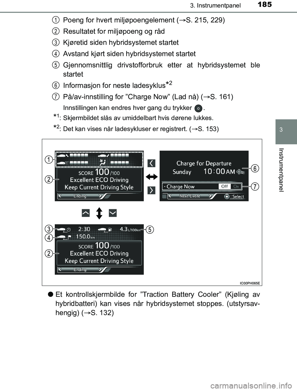 TOYOTA PRIUS PLUG-IN HYBRID 2017  Instruksjoner for bruk (in Norwegian) 1853. Instrumentpanel
3
Instrumentpanel
OM47A89NO
Poeng for hvert miljøpoengelement (S. 215, 229)
Resultatet for  miljøpoeng og råd
Kjøretid siden hybridsystemet startet
Avstand kjørt siden hy