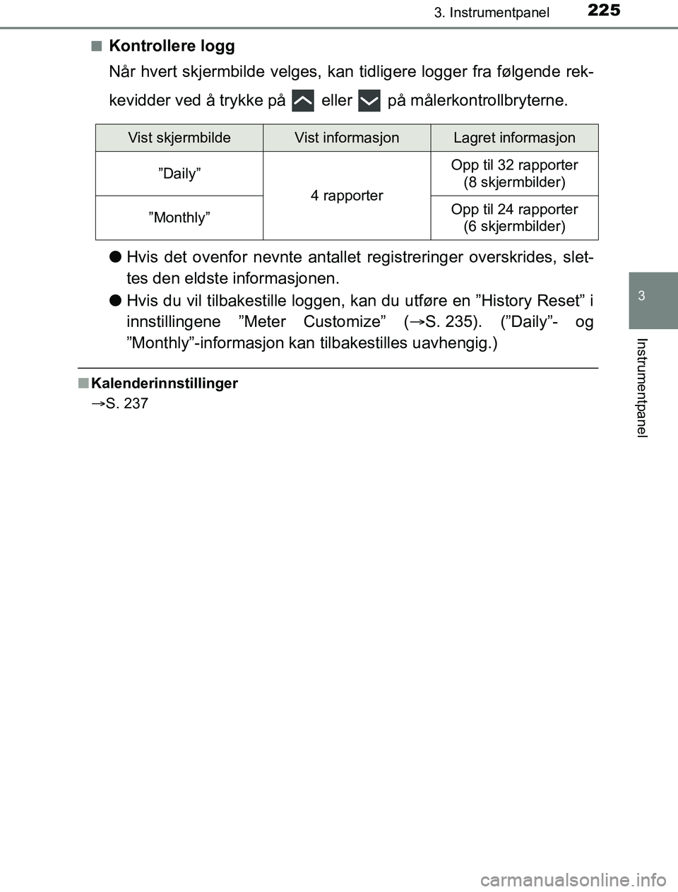 TOYOTA PRIUS PLUG-IN HYBRID 2016 Instruksjoner for bruk (in Norwegian) 2253. Instrumentpanel
3
Instrumentpanel
OM47A89NOn
Kontrollere logg
Når hvert skjermbilde ve
lges, kan tidligere logger fra følgende rek-
kevidder ved å trykke på eller på målerkontrollbryte TOYOTA PRIUS PLUG-IN HYBRID 2016 Instruksjoner for bruk (in Norwegian) 2253. Instrumentpanel
3
Instrumentpanel
OM47A89NOn
Kontrollere logg
Når hvert skjermbilde ve
lges, kan tidligere logger fra følgende rek-
kevidder ved å trykke på eller på målerkontrollbryte