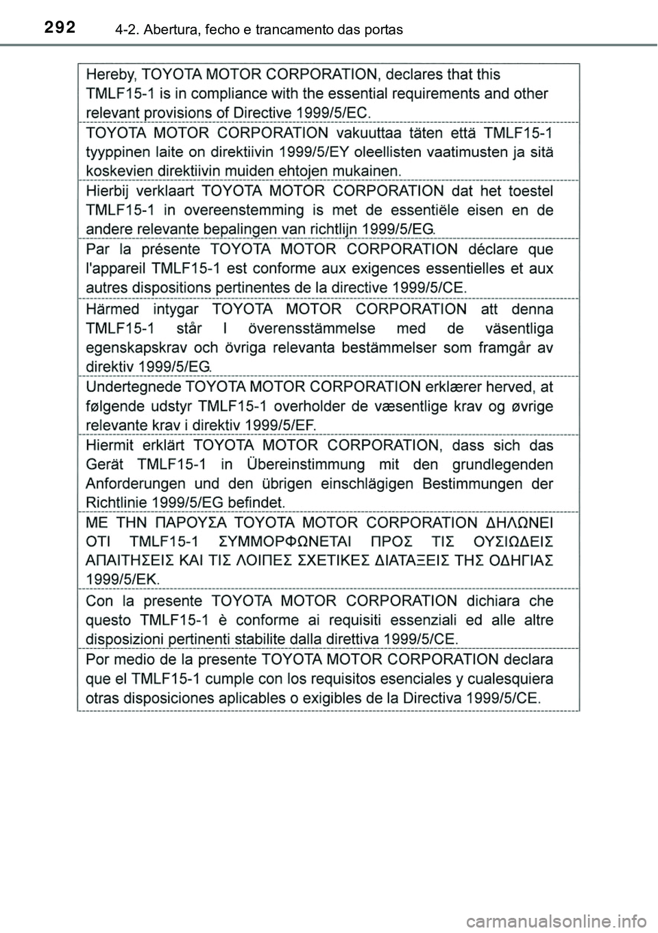TOYOTA PRIUS PLUG-IN HYBRID 2016 Manual de utilização (in Portuguese) 2924-2. Abertura, fecho e trancamento das portas TOYOTA PRIUS PLUG-IN HYBRID 2016 Manual de utilização (in Portuguese) 2924-2. Abertura, fecho e trancamento das portas