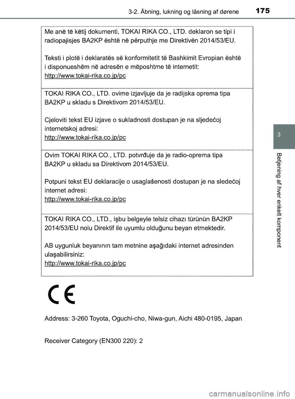 TOYOTA PRIUS PLUS 2019  Brugsanvisning (in Danish) 1753-2. Åbning, lukning og låsning af dørene
3
Betjening af hver enkelt komponent
PRIUS +_OM_OM47D30DK_(EE)
OM47D30DK.book  Page 175  Wednesday, June 12, 2019  2:19 PM 