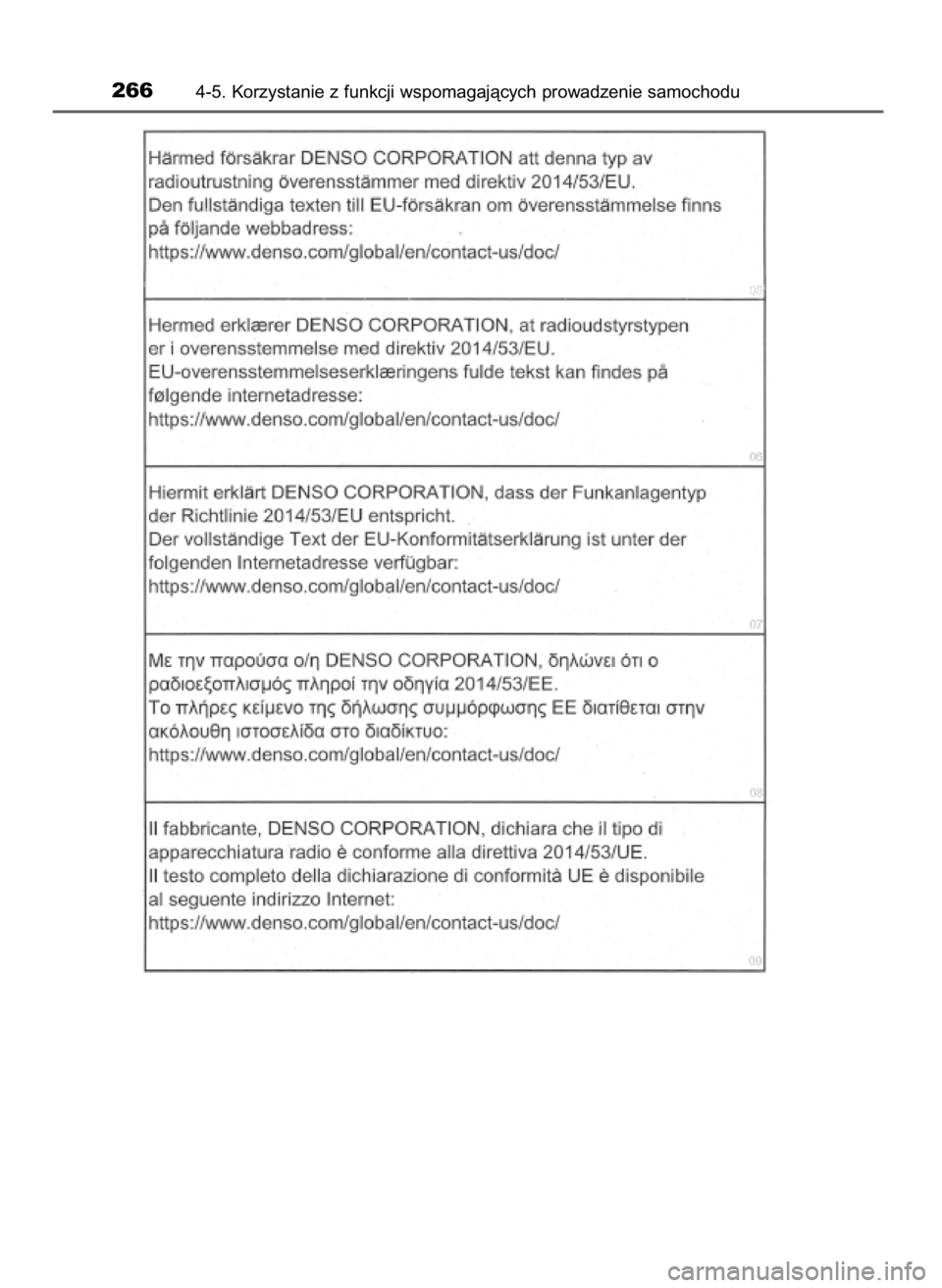 TOYOTA PRIUS PLUS 2019  Instrukcja obsługi (in Polish) 2664-5. Korzystanie z funkcji wspomagajàcych prowadzenie samochodu
7 PRIUS+ OM47D30E  14/3/19  11:19  Page 266    (Black plate) 