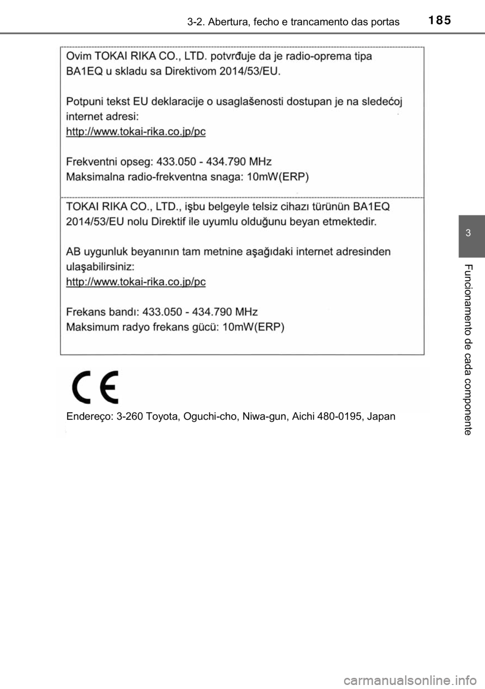 TOYOTA PRIUS PLUS 2019  Manual de utilização (in Portuguese) 185������$�E�H�U�W�X�U�D���I�H�F�K�R��H��W�U�D�Q�F�D�P�H�Q�W�R��G�D�V��S�R�U�W�D�V
�
�)�X�Q�F�L�R�Q�D�P�H�Q�W�R��G�H��F�D�G�D��F�R�P�S�R�Q�H�Q�W�H
�(�Q�G�H�U�H�o�R���������7�R�\