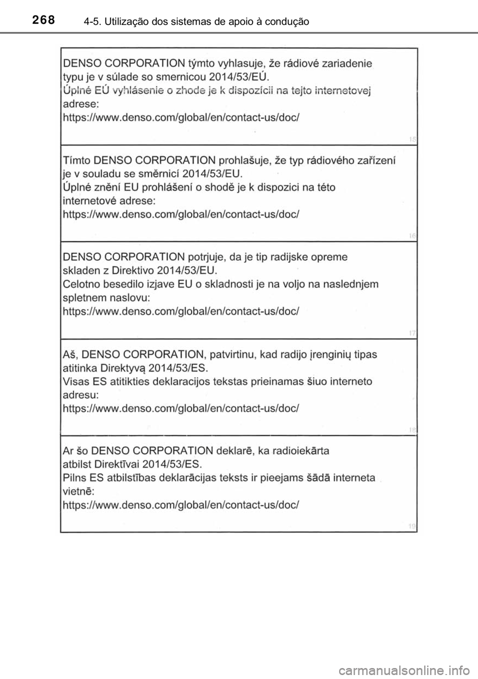 TOYOTA PRIUS PLUS 2019  Manual de utilização (in Portuguese) 268������8�W�L�O�L�]�D�o�m�R��G�R�V��V�L�V�W�H�P�D�V��G�H��D�S�R�L�R��j��F�R�Q�G�X�o�m�R 