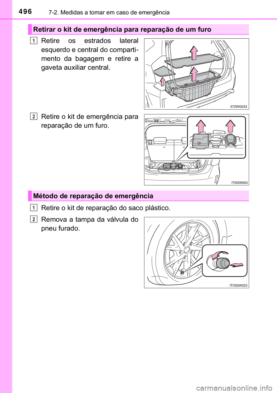 TOYOTA PRIUS PLUS 2019  Manual de utilização (in Portuguese) 496������0�H�G�L�G�D�V��D��W�R�P�D�U��H�P��F�D�V�R��G�H��H�P�H�U�J�r�Q�F�L�D
�5�H�W�L�U�H� �R�V� �H�V�W�U�D�G�R�V� �O�D�W�H�U�D�O
�H�V�T�X�H�U�G�R��H��F�H�Q�W�U�D�O��G�R��F�R�P�S�D�U