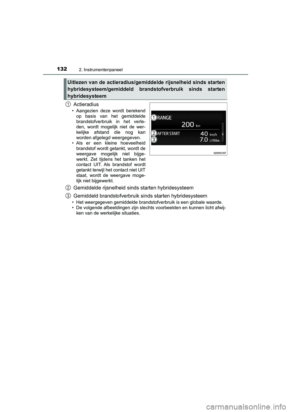 TOYOTA PRIUS PLUS 2018 Instructieboekje (in Dutch) 1322. Instrumentenpaneel
PRIUS +_OM_OM47D30E_(EE)
Actieradius
• Aangezien deze wordt berekendop basis van het gemiddelde
brandstofverbruik in het verle-
den, wordt mogelijk niet de we TOYOTA PRIUS PLUS 2018 Instructieboekje (in Dutch) 1322. Instrumentenpaneel
PRIUS +_OM_OM47D30E_(EE)
Actieradius
• Aangezien deze wordt berekendop basis van het gemiddelde
brandstofverbruik in het verle-
den, wordt mogelijk niet de we