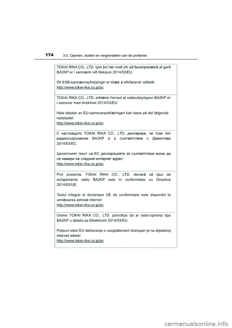 TOYOTA PRIUS PLUS 2018  Instructieboekje (in Dutch) 1743-2. Openen, sluiten en vergrendelen van de portieren
PRIUS +_OM_OM47D30E_(EE)
PRIUS +_OM_OM47D30E_(EE).book  Page 174  Friday, February 8, 2019  4:01 PM 