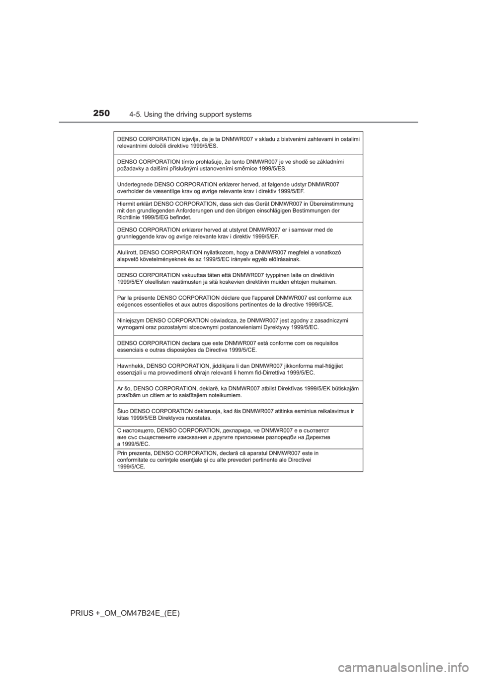 TOYOTA PRIUS PLUS 2017 Owners Manual 2504-5. Using the driving support systems
PRIUS +_OM_OM47B24E_(EE) TOYOTA PRIUS PLUS 2017 Owners Manual 2504-5. Using the driving support systems
PRIUS +_OM_OM47B24E_(EE)