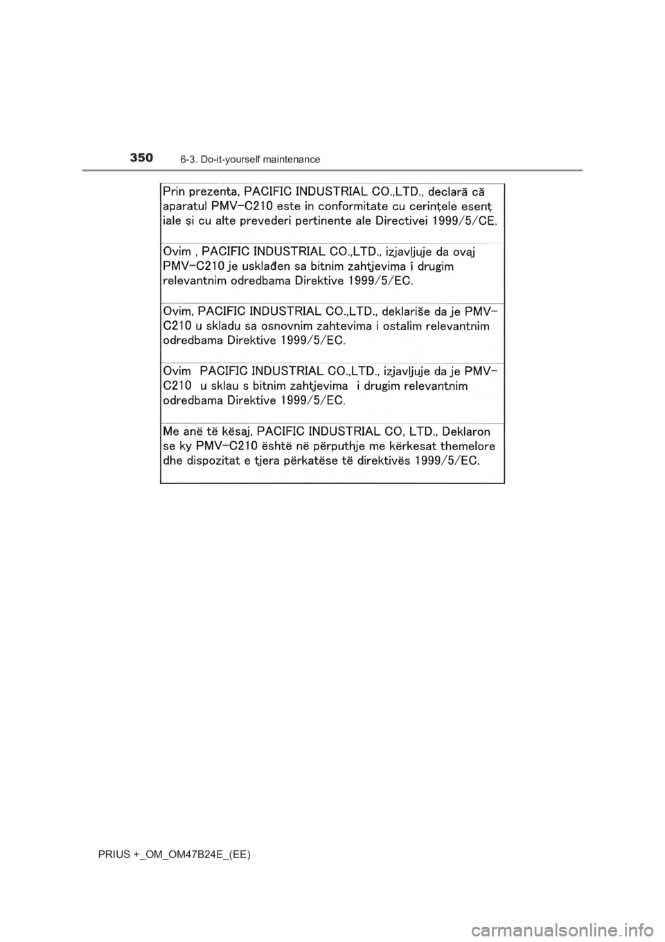 TOYOTA PRIUS PLUS 2017 Owners Manual 3506-3. Do-it-yourself maintenance
PRIUS +_OM_OM47B24E_(EE) TOYOTA PRIUS PLUS 2017 Owners Manual 3506-3. Do-it-yourself maintenance
PRIUS +_OM_OM47B24E_(EE)