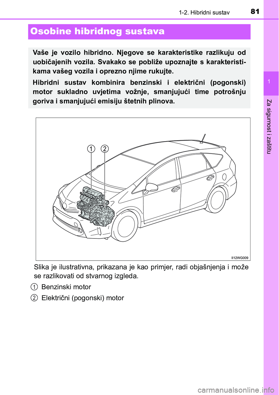 TOYOTA PRIUS PLUS 2017 Upute Za Rukovanje (in Croatian) 81
1
1-2. Hibridni sustav
Za sigurnost i zaštitu
Osobine hibridnog sustava
Slika je ilustrativna, prikazana je kao primjer, radi objašnjenja i može
se razlikovati od stvarnog izgleda.
Benzi TOYOTA PRIUS PLUS 2017 Upute Za Rukovanje (in Croatian) 81
1
1-2. Hibridni sustav
Za sigurnost i zaštitu
Osobine hibridnog sustava
Slika je ilustrativna, prikazana je kao primjer, radi objašnjenja i može
se razlikovati od stvarnog izgleda.
Benzi