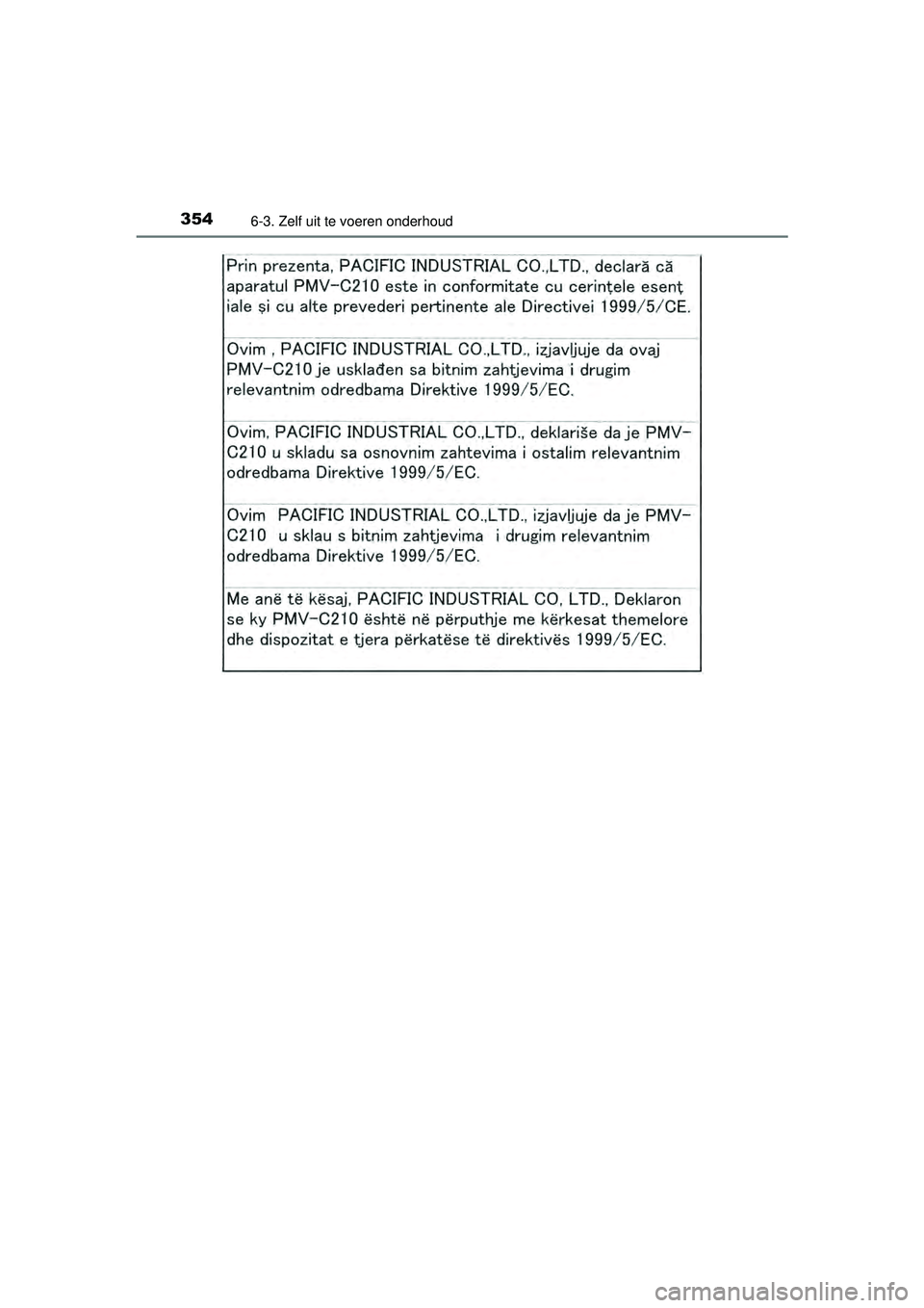 TOYOTA PRIUS PLUS 2016 Instructieboekje (in Dutch) 3546-3. Zelf uit te voeren onderhoud
PRIUS +_OM_OM47B24E_(EE)
PRIUS +_OM_OM47B24E_(EE).book Page 354 Tuesday, May 3, 2016 2:22 PM TOYOTA PRIUS PLUS 2016 Instructieboekje (in Dutch) 3546-3. Zelf uit te voeren onderhoud
PRIUS +_OM_OM47B24E_(EE)
PRIUS +_OM_OM47B24E_(EE).book Page 354 Tuesday, May 3, 2016 2:22 PM