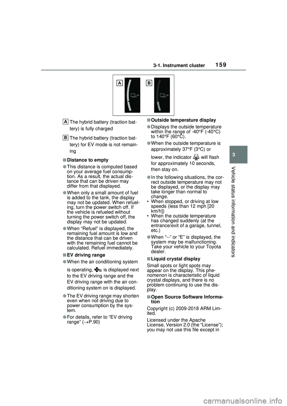 TOYOTA PRIUS PRIME 2023  Owners Manual 1593-1. Instrument cluster
3
Vehicle status information and indicators
The hybrid battery (traction bat-
tery) is fully charged
The hybrid battery (traction bat-
tery) for EV mode is not remain-
ing
