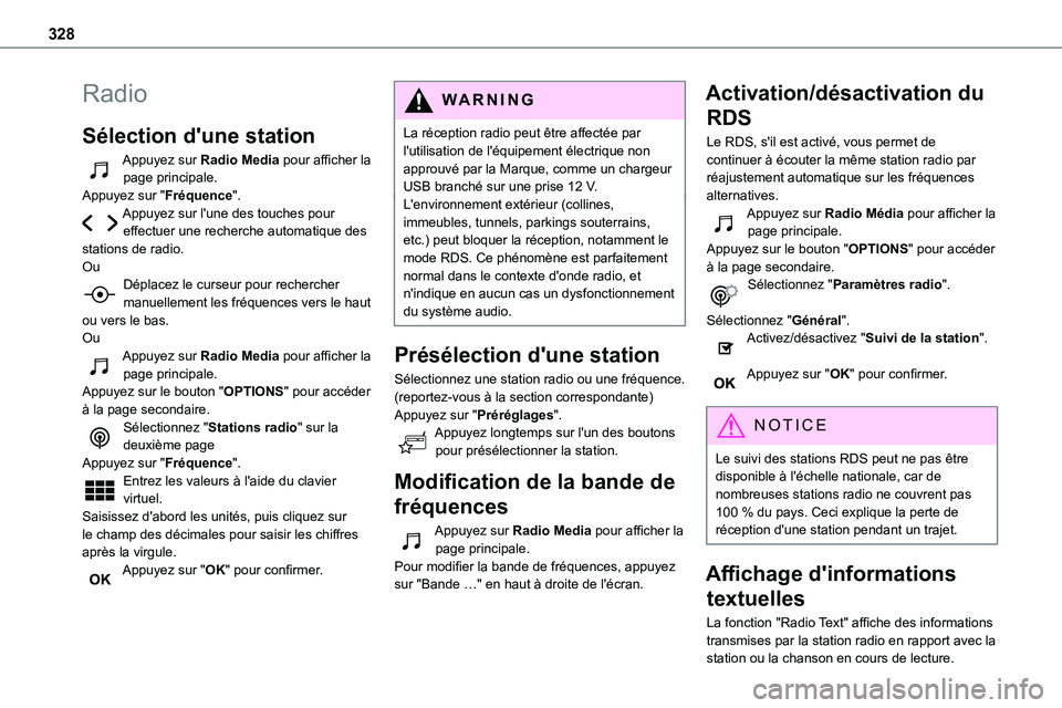 TOYOTA PROACE 2023 Manuel du propriétaire (in French) 328
Radio
Sélection d'une station
Appuyez sur Radio Media pour afficher la page principale.Appuyez sur "Fréquence".Appuyez sur l'une des touches pour effectuer une recherche automati TOYOTA PROACE 2023 Manuel du propriétaire (in French) 328
Radio
Sélection d'une station
Appuyez sur Radio Media pour afficher la page principale.Appuyez sur "Fréquence".Appuyez sur l'une des touches pour effectuer une recherche automati