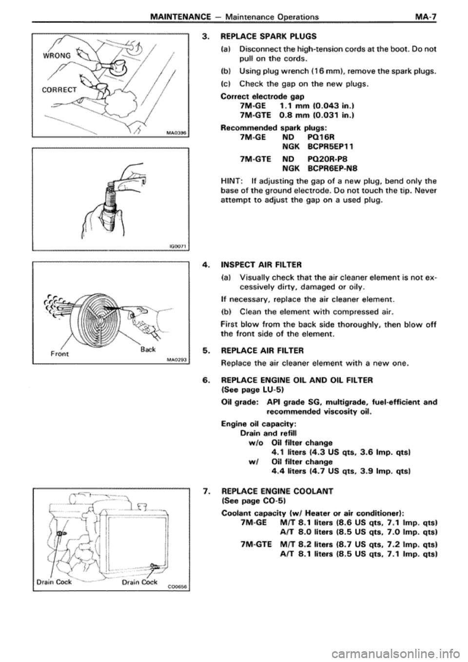 TOYOTA SUPRA 1990 3.G Owners Manual 