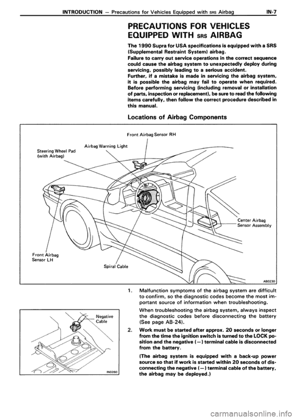 TOYOTA SUPRA 1990 3.G Workshop Manual 