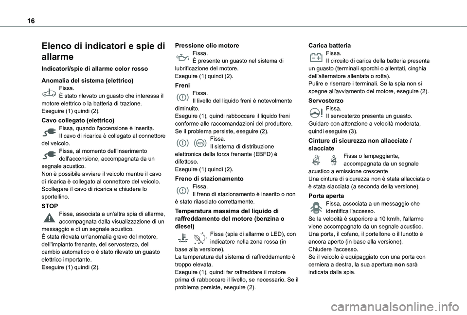 TOYOTA PROACE CITY 2022 Manuale duso (in Italian) 16
Elenco di indicatori e spie di
allarme
Indicatori/spie di allarme color rosso
Anomalia del sistema (elettrico)Fissa.È stato rilevato un guasto che interessa il motore elettrico o la batteria di t TOYOTA PROACE CITY 2022 Manuale duso (in Italian) 16
Elenco di indicatori e spie di
allarme
Indicatori/spie di allarme color rosso
Anomalia del sistema (elettrico)Fissa.È stato rilevato un guasto che interessa il motore elettrico o la batteria di t