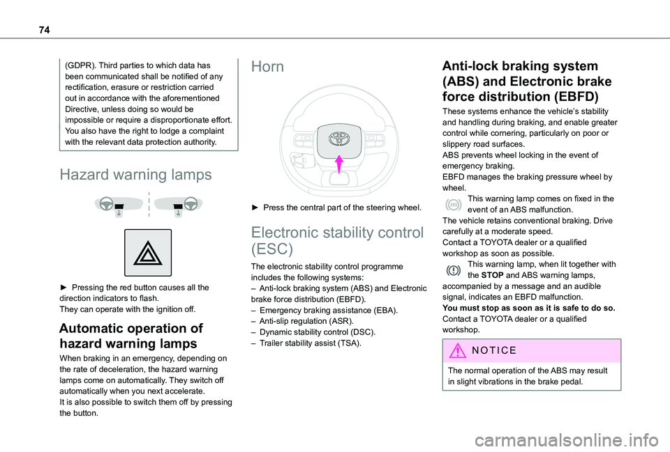 TOYOTA PROACE CITY VERSO 2019 Manual PDF 74
(GDPR). Third parties to which data has been communicated shall be notified of any rectification, erasure or restriction carried out in accordance with the aforementioned Directive, unless doing so TOYOTA PROACE CITY VERSO 2019 Manual PDF 74
(GDPR). Third parties to which data has been communicated shall be notified of any rectification, erasure or restriction carried out in accordance with the aforementioned Directive, unless doing so