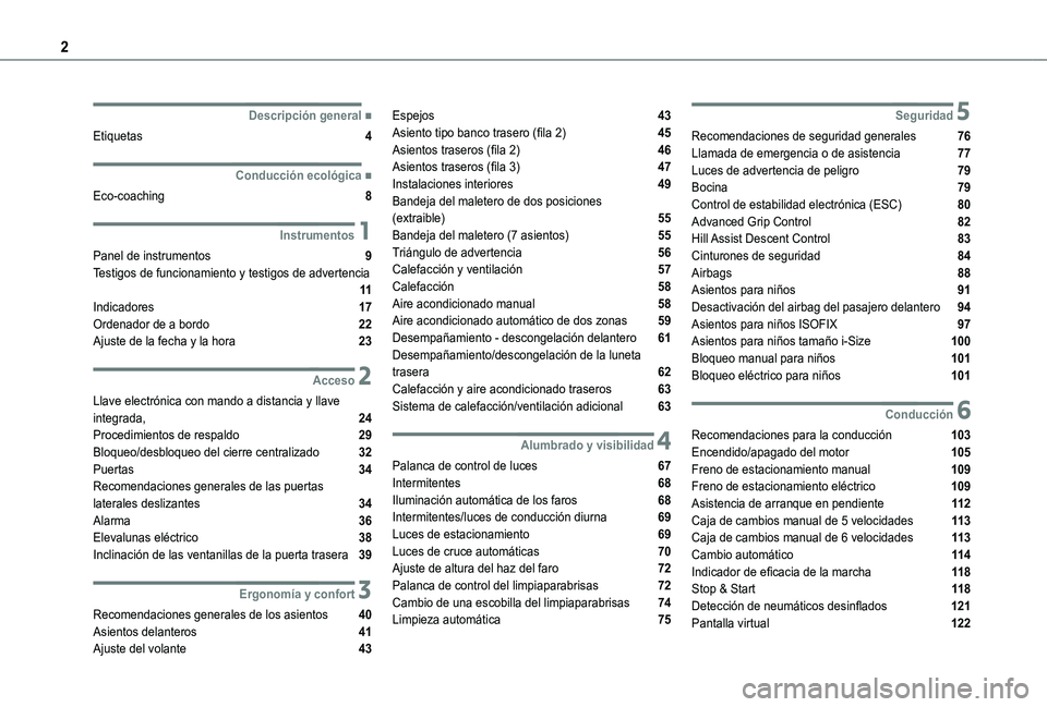 TOYOTA PROACE CITY VERSO 2019 Manual del propietario (in Spanish) 2
■Descripción general
Etiquetas 4
■Conducción ecológica
Eco-coaching 8
1Instrumentos
Panel de instrumentos 9Testigos de funcionamiento y testigos de advertencia 11Indicad TOYOTA PROACE CITY VERSO 2019 Manual del propietario (in Spanish) 2
■Descripción general
Etiquetas 4
■Conducción ecológica
Eco-coaching 8
1Instrumentos
Panel de instrumentos 9Testigos de funcionamiento y testigos de advertencia 11Indicad