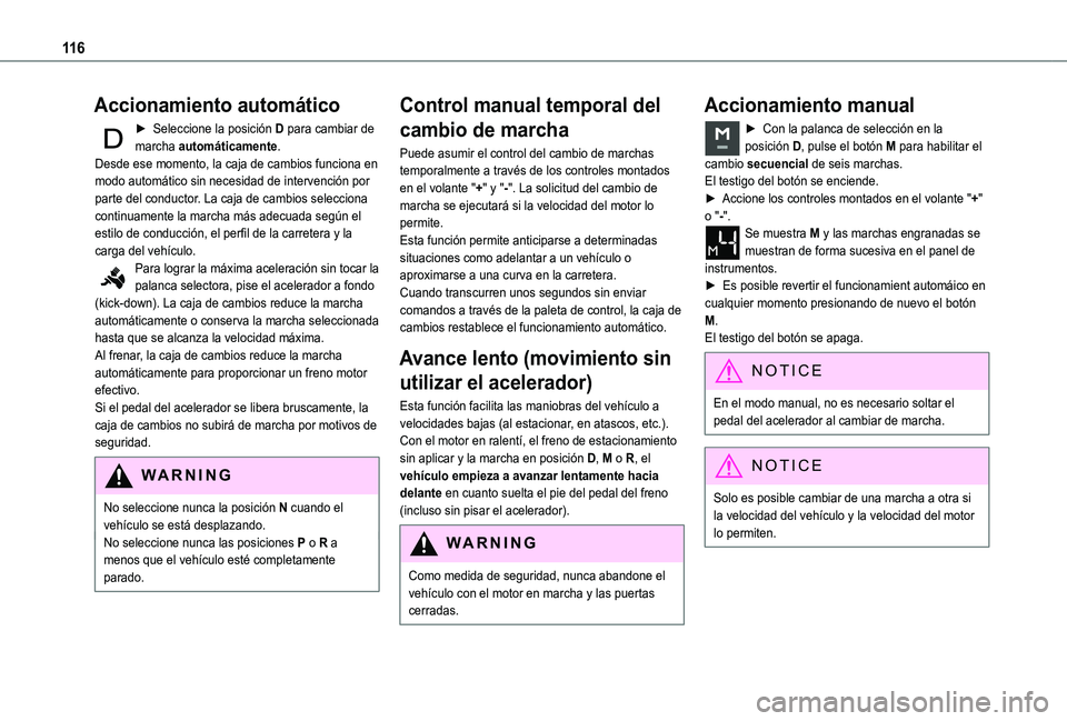 TOYOTA PROACE CITY VERSO 2019 Manual del propietario (in Spanish) 11 6
Accionamiento automático
► Seleccione la posición D para cambiar de marcha automáticamente.Desde ese momento, la caja de cambios funciona en modo automático sin necesidad de intervención p TOYOTA PROACE CITY VERSO 2019 Manual del propietario (in Spanish) 11 6
Accionamiento automático
► Seleccione la posición D para cambiar de marcha automáticamente.Desde ese momento, la caja de cambios funciona en modo automático sin necesidad de intervención p