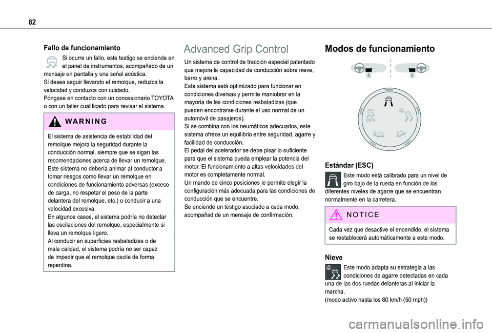 TOYOTA PROACE CITY VERSO 2019 Manual del propietario (in Spanish) 82
Fallo de funcionamiento
Si ocurre un fallo, este testigo se enciende en el panel de instrumentos, acompañado de un mensaje en pantalla y una señal acústica.Si desea seguir llevando el remolque, TOYOTA PROACE CITY VERSO 2019 Manual del propietario (in Spanish) 82
Fallo de funcionamiento
Si ocurre un fallo, este testigo se enciende en el panel de instrumentos, acompañado de un mensaje en pantalla y una señal acústica.Si desea seguir llevando el remolque,