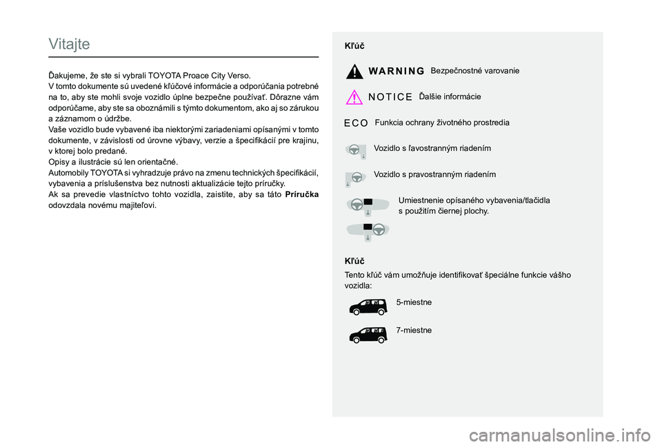 TOYOTA PROACE CITY VERSO 2019 Návod na použitie (in Slovakian)
Vitajte
01060044004E0058004D004800500048000F003900510044000300520047005300520055007E00FE004400500048000F00440003003900470052004E0058005000480051005700590 TOYOTA PROACE CITY VERSO 2019 Návod na použitie (in Slovakian)
Vitajte
01060044004E0058004D004800500048000F003900510044000300520047005300520055007E00FE004400500048000F00440003003900470052004E0058005000480051005700590
