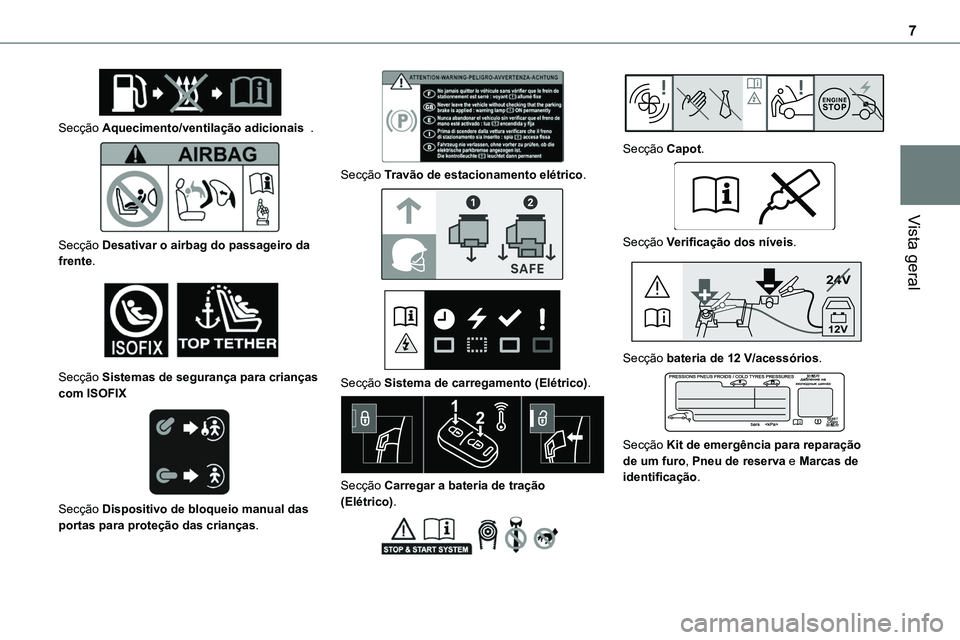 TOYOTA PROACE VERSO 2023 Manual de utilização (in Portuguese) 7
Vista geral
Secção Aquecimento/ventilação adicionais .
Secção Desativar o airbag do passageiro da frente.
Secção Sistemas de segurança para crianças com ISOFIX
Secção Disposi TOYOTA PROACE VERSO 2023 Manual de utilização (in Portuguese) 7
Vista geral
Secção Aquecimento/ventilação adicionais .
Secção Desativar o airbag do passageiro da frente.
Secção Sistemas de segurança para crianças com ISOFIX
Secção Disposi