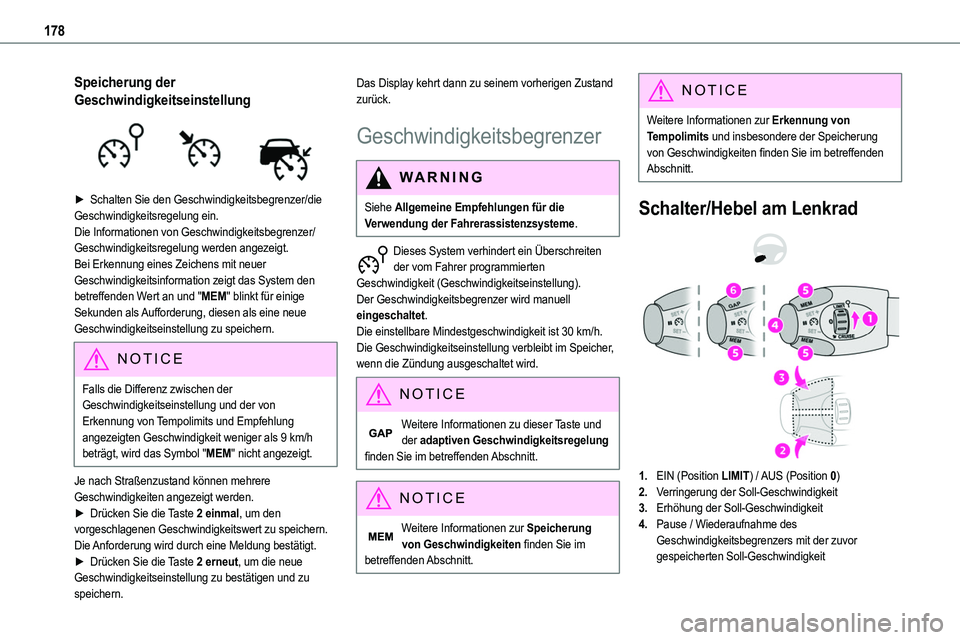 TOYOTA PROACE VERSO EV 2024 Betriebsanleitungen (in German) 178
Speicherung der
Geschwindigkeitseinstellung
► Schalten Sie den Geschwindigkeitsbegrenzer/die Geschwindigkeitsregelung ein.Die Informationen von Geschwindigkeitsbegrenzer/Geschwindigkeitsrege TOYOTA PROACE VERSO EV 2024 Betriebsanleitungen (in German) 178
Speicherung der
Geschwindigkeitseinstellung
► Schalten Sie den Geschwindigkeitsbegrenzer/die Geschwindigkeitsregelung ein.Die Informationen von Geschwindigkeitsbegrenzer/Geschwindigkeitsrege