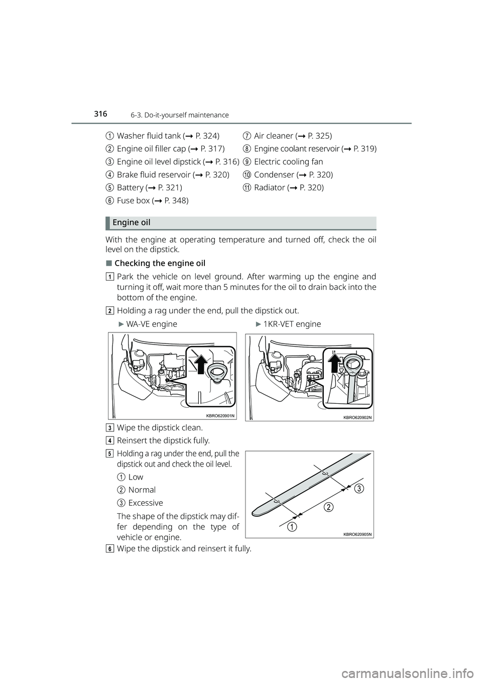 TOYOTA RAIZE 2023 Owners Guide 3166-3. Do-it-yourself maintenance
RAIZE_OM_General_BZ358E
aWasher fluid tank ( ➞P. 324)
b Engine oil filler cap (➞ P. 317)
c Engine oil level dipstick ( ➞P. 316)
d Brake fluid reservoir ( ➞P. TOYOTA RAIZE 2023 Owners Guide 3166-3. Do-it-yourself maintenance
RAIZE_OM_General_BZ358E
aWasher fluid tank ( ➞P. 324)
b Engine oil filler cap (➞ P. 317)
c Engine oil level dipstick ( ➞P. 316)
d Brake fluid reservoir ( ➞P.