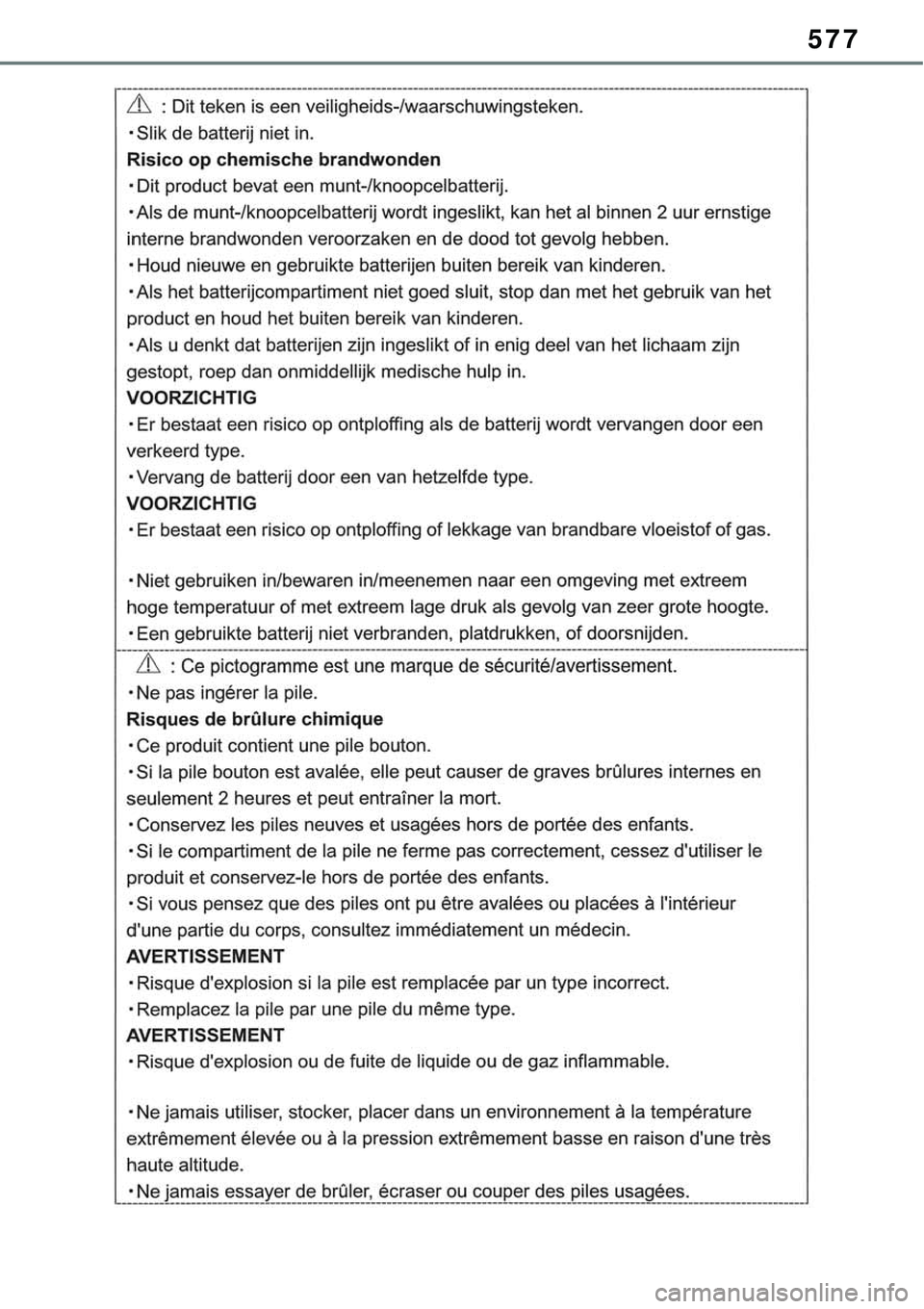 TOYOTA RAV4 2022  Manual de utilização (in Portuguese) 577 