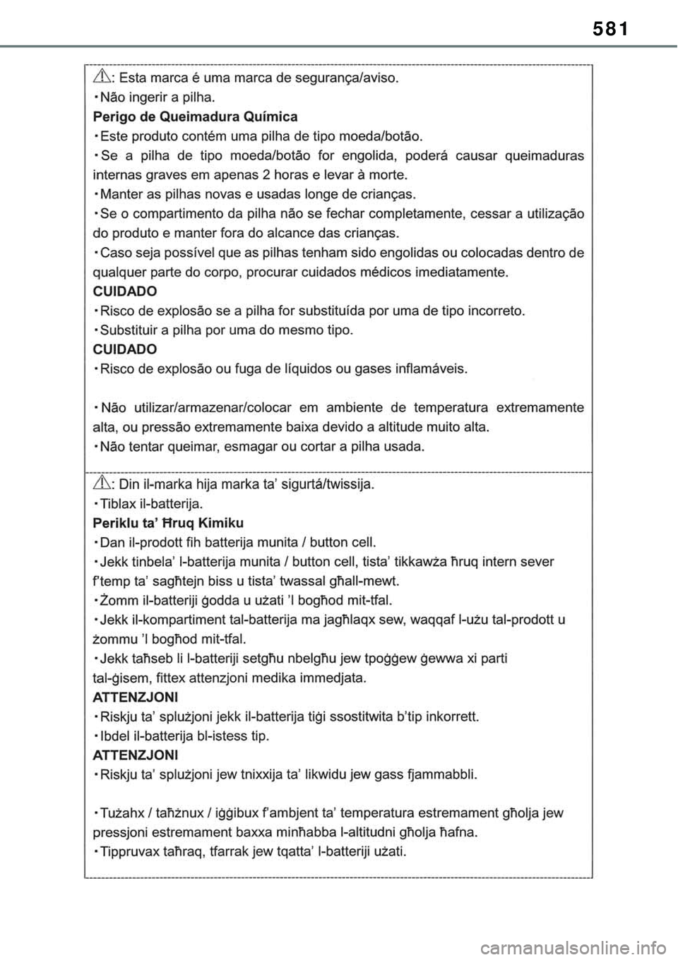 TOYOTA RAV4 2022  Manual de utilização (in Portuguese) 581 