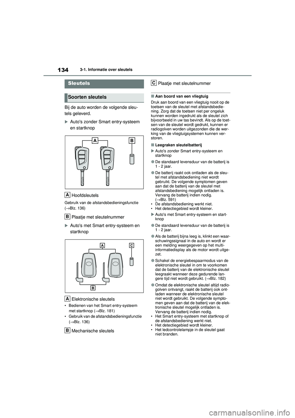 TOYOTA RAV4 2021 Instructieboekje (in Dutch) 1343-1. Informatie over sleutels
3-1.Informatie over sleutels
Bij de auto worden de volgende sleu-
tels geleverd.
Autos zonder Smart entry-systeem
en startknopHoofdsleutels
Gebruik van de afstand TOYOTA RAV4 2021 Instructieboekje (in Dutch) 1343-1. Informatie over sleutels
3-1.Informatie over sleutels
Bij de auto worden de volgende sleu-
tels geleverd.
Autos zonder Smart entry-systeem
en startknopHoofdsleutels
Gebruik van de afstand