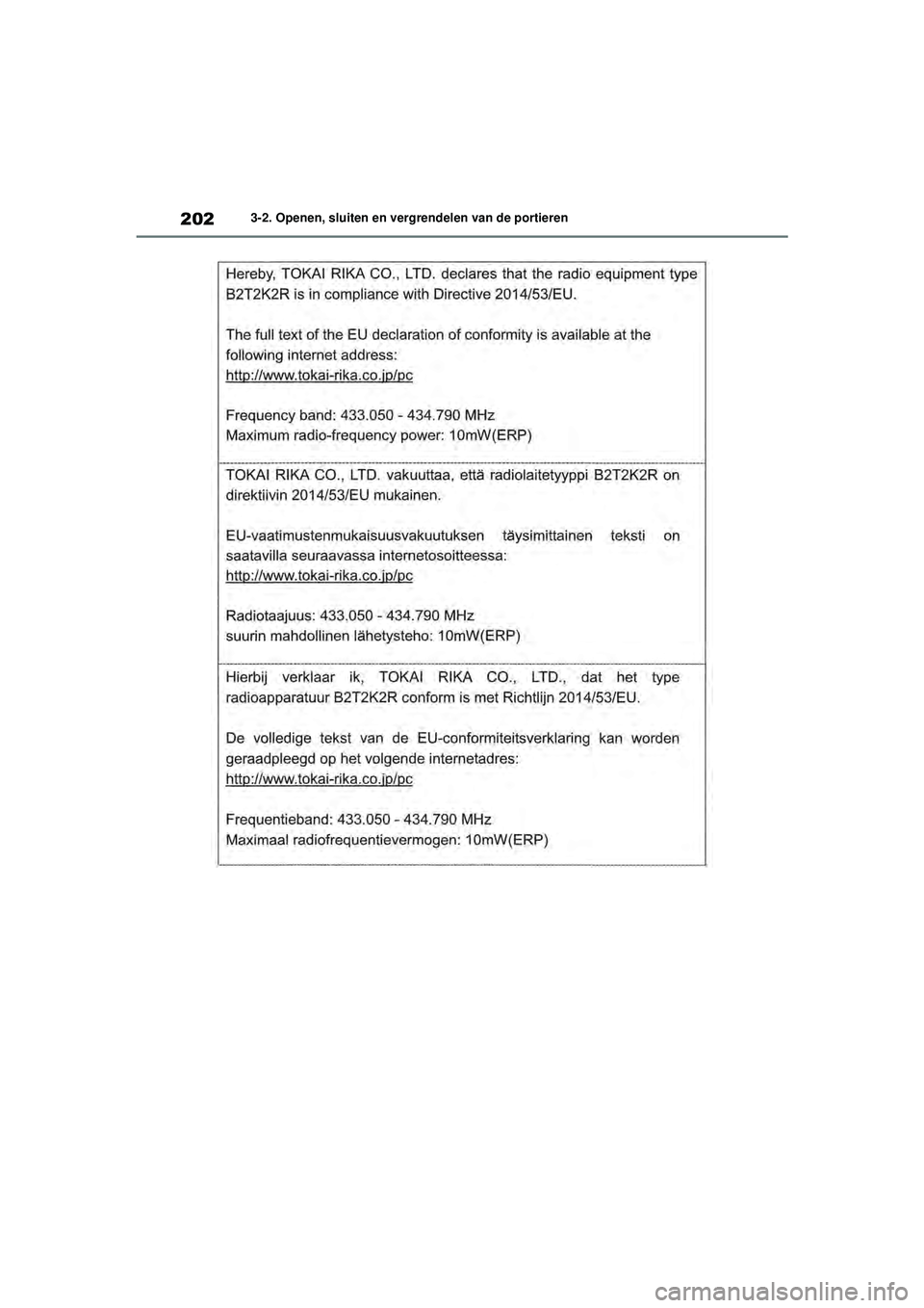 TOYOTA RAV4 2021  Instructieboekje (in Dutch) 2023-2. Openen, sluiten en vergrendelen van de portieren
pM_RAV4_OM_OM42D20E_(EE).book  Page 202  Friday, August 7, 2020  1:15 PM 