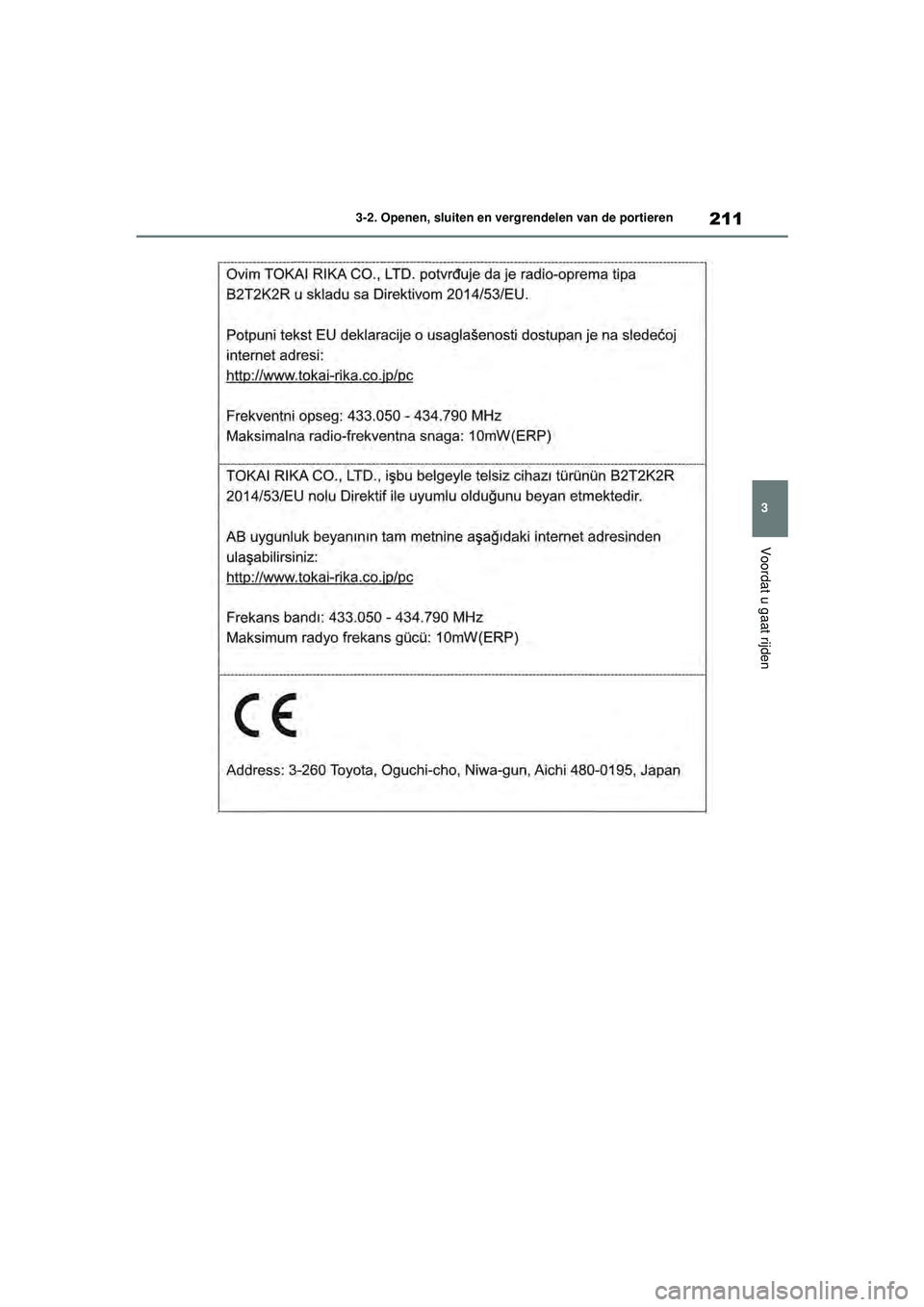 TOYOTA RAV4 2021  Instructieboekje (in Dutch) 211
3
3-2. Openen, sluiten en vergrendelen van de portieren
Voordat u gaat rijden
pM_RAV4_OM_OM42D20E_(EE).book  Page 211  Friday, August 7, 2020  1:15 PM 