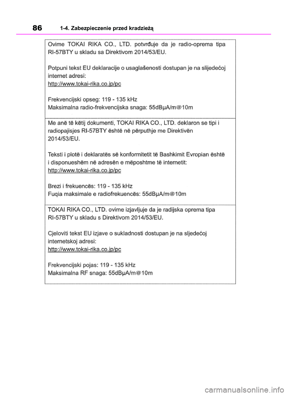 TOYOTA RAV4 2021 Instrukcja obsługi (in Polish) 861-4. Zabezpieczenie przed kradzie˝à
43 RAV4 OM42D20E 17/9/20 13:43 Page 86 TOYOTA RAV4 2021 Instrukcja obsługi (in Polish) 861-4. Zabezpieczenie przed kradzie˝à
43 RAV4 OM42D20E 17/9/20 13:43 Page 86