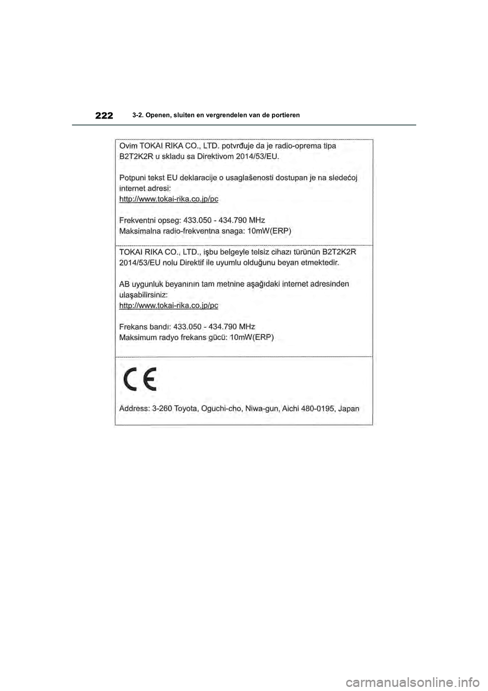 TOYOTA RAV4 2020  Instructieboekje (in Dutch) 2223-2. Openen, sluiten en vergrendelen van de portieren
pM_RAV4_OM_OM42C76E_(EE).book  Page 222  Monday, October 7, 2019  3:26 PM 