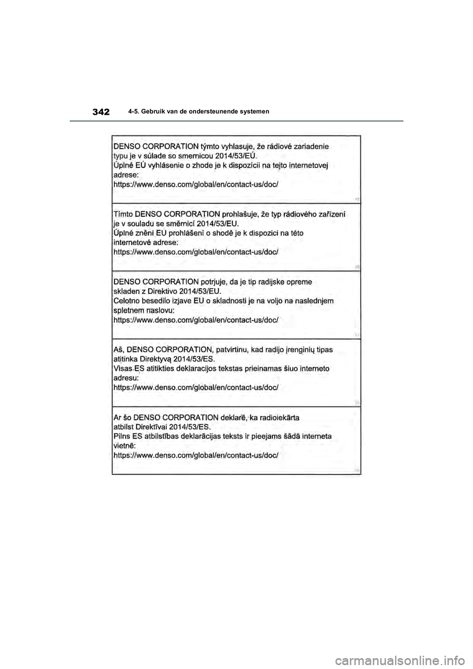 TOYOTA RAV4 2020 Instructieboekje (in Dutch) 3424-5. Gebruik van de ondersteunende systemen
pM_RAV4_OM_OM42C76E_(EE).book Page 342 Monday, October 7, 2019 3:26 PM TOYOTA RAV4 2020 Instructieboekje (in Dutch) 3424-5. Gebruik van de ondersteunende systemen
pM_RAV4_OM_OM42C76E_(EE).book Page 342 Monday, October 7, 2019 3:26 PM