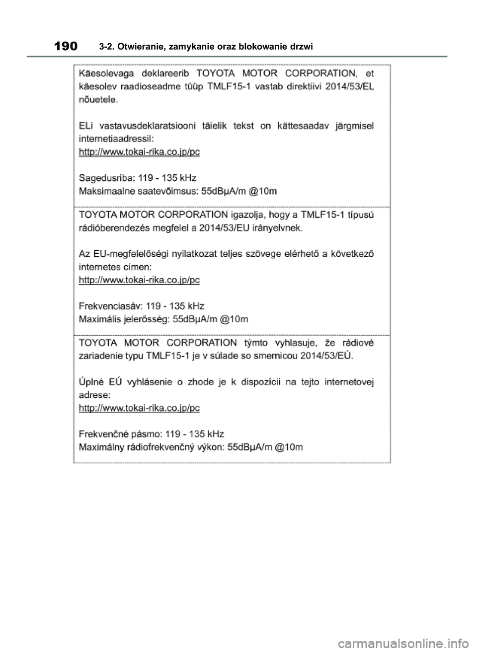 TOYOTA RAV4 2020 Instrukcja obsługi (in Polish) 1903-2. Otwieranie, zamykanie oraz blokowanie drzwi
43 RAV4 OM42D20E 17/9/20 13:44 Page 190 TOYOTA RAV4 2020 Instrukcja obsługi (in Polish) 1903-2. Otwieranie, zamykanie oraz blokowanie drzwi
43 RAV4 OM42D20E 17/9/20 13:44 Page 190
