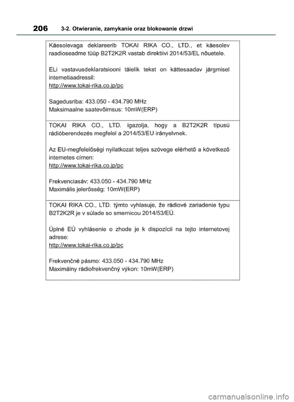 TOYOTA RAV4 2020 Instrukcja obsługi (in Polish) 2063-2. Otwieranie, zamykanie oraz blokowanie drzwi
43 RAV4 OM42D20E 17/9/20 13:45 Page 206 TOYOTA RAV4 2020 Instrukcja obsługi (in Polish) 2063-2. Otwieranie, zamykanie oraz blokowanie drzwi
43 RAV4 OM42D20E 17/9/20 13:45 Page 206