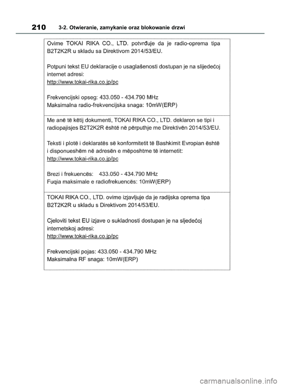 TOYOTA RAV4 2020 Instrukcja obsługi (in Polish) 2103-2. Otwieranie, zamykanie oraz blokowanie drzwi
43 RAV4 OM42D20E 17/9/20 13:45 Page 210 TOYOTA RAV4 2020 Instrukcja obsługi (in Polish) 2103-2. Otwieranie, zamykanie oraz blokowanie drzwi
43 RAV4 OM42D20E 17/9/20 13:45 Page 210