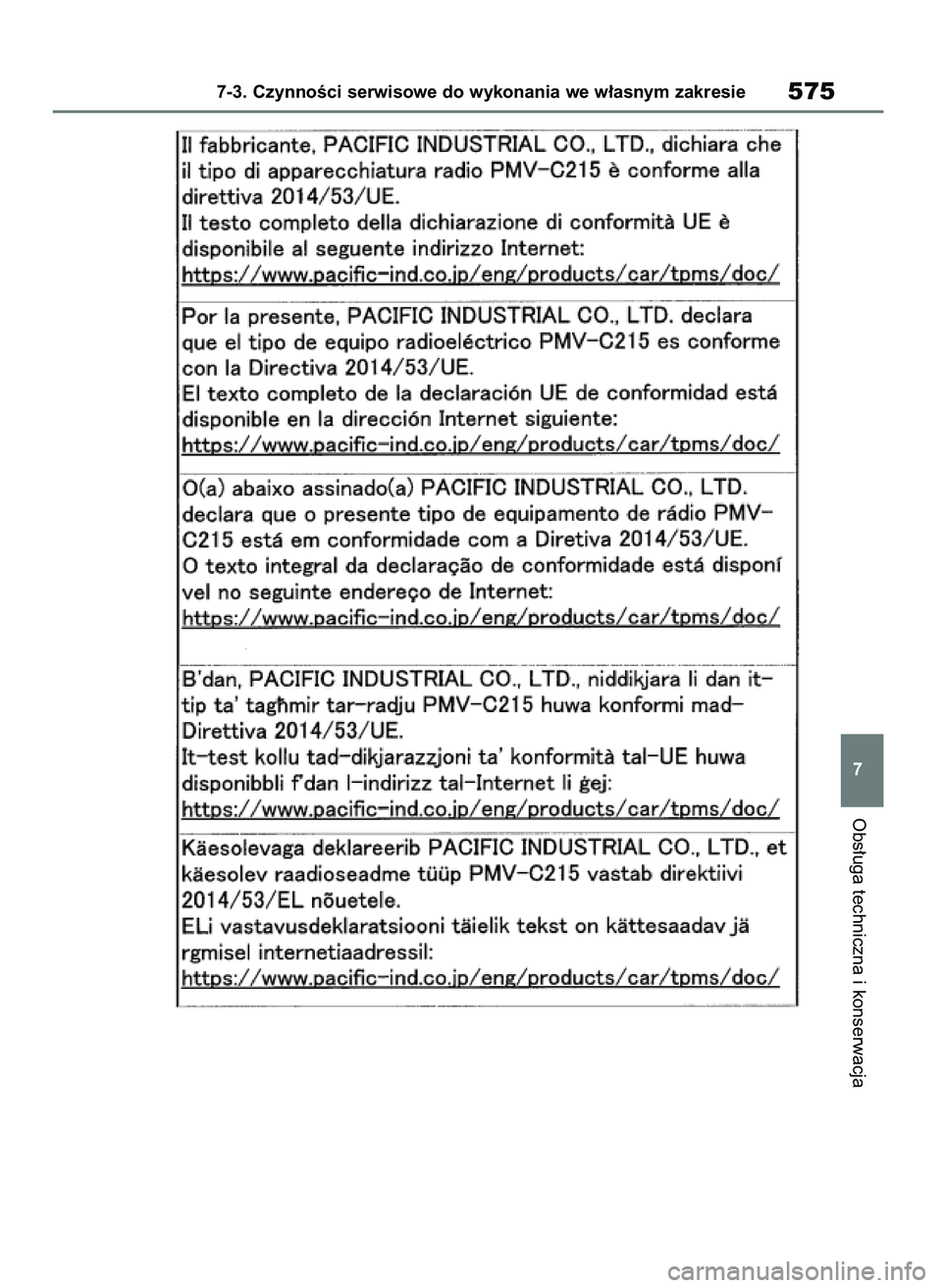 TOYOTA RAV4 2020 Instrukcja obsługi (in Polish) Obs∏uga techniczna i konserwacja
7-3. CzynnoÊci serwisowe do wykonania we w∏asnym zakresie575
7
43 RAV4 OM42D20E 17/9/20 13:48 Page 575 TOYOTA RAV4 2020 Instrukcja obsługi (in Polish) Obs∏uga techniczna i konserwacja
7-3. CzynnoÊci serwisowe do wykonania we w∏asnym zakresie575
7
43 RAV4 OM42D20E 17/9/20 13:48 Page 575