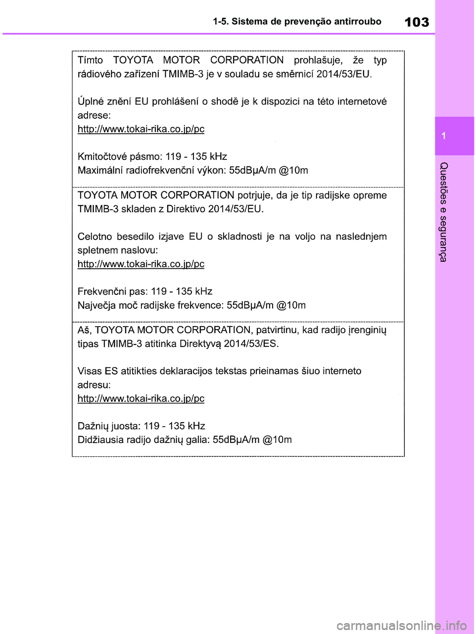 TOYOTA RAV4 2020  Manual de utilização (in Portuguese) 103
1 1-5. Sistema de prevenção antirroubo
Questões e segurança
pM_RAV4-HV_OM_OM42D32PT.book  Page 103  Wednesday, January 27, 2021  6:28 PM 