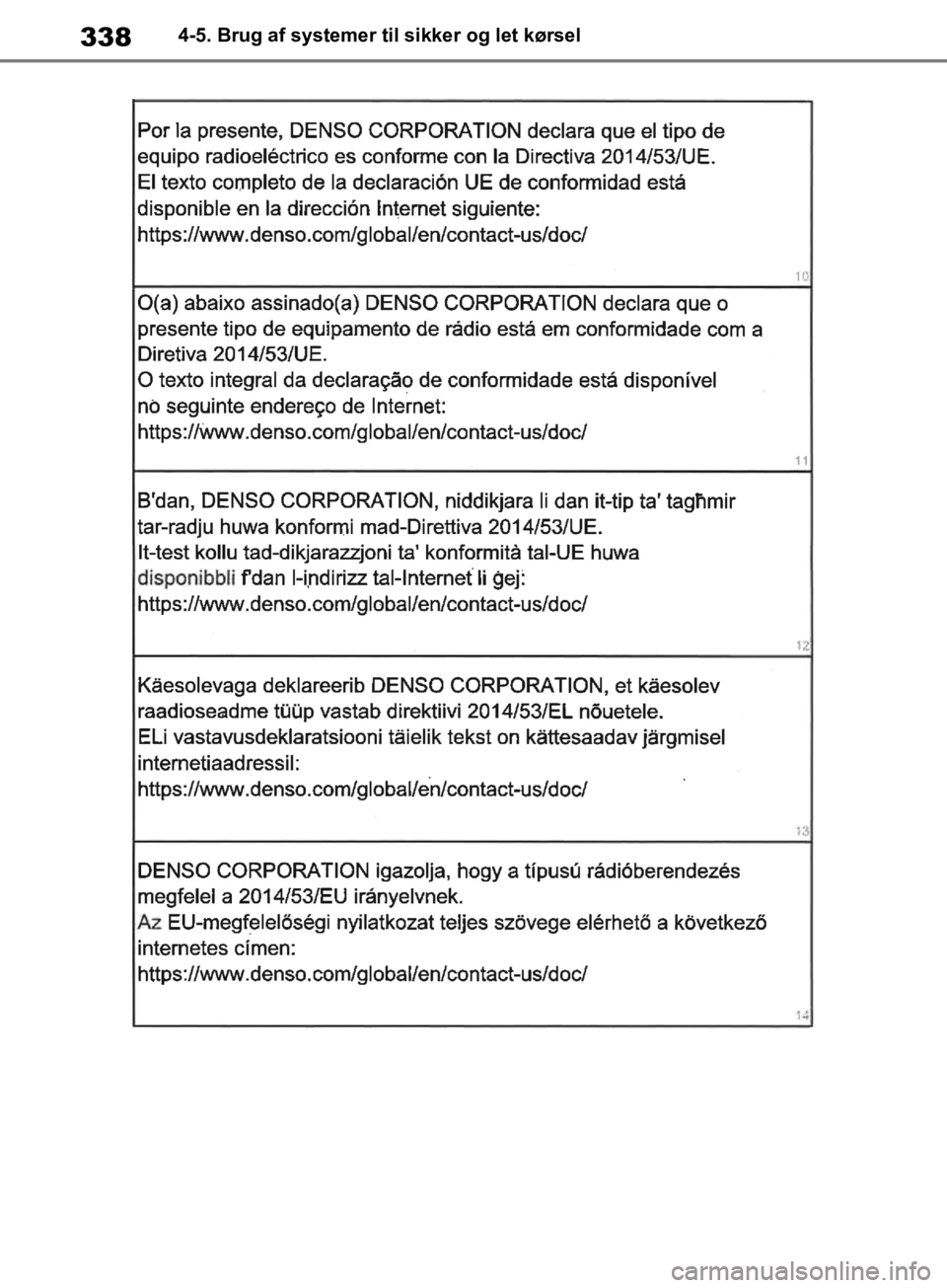 TOYOTA RAV4 2019 Brugsanvisning (in Danish) 3384-5. Brug af systemer til sikker og let kørsel
OM42C86DK.book Page 338 Tuesday, October 22, 2019 10:51 AM TOYOTA RAV4 2019 Brugsanvisning (in Danish) 3384-5. Brug af systemer til sikker og let kørsel
OM42C86DK.book Page 338 Tuesday, October 22, 2019 10:51 AM