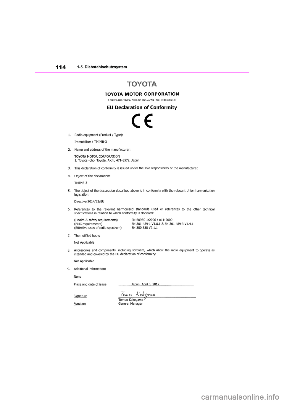 TOYOTA RAV4 2019  Betriebsanleitungen (in German) 1141-5. Diebstahlschutzsystem 