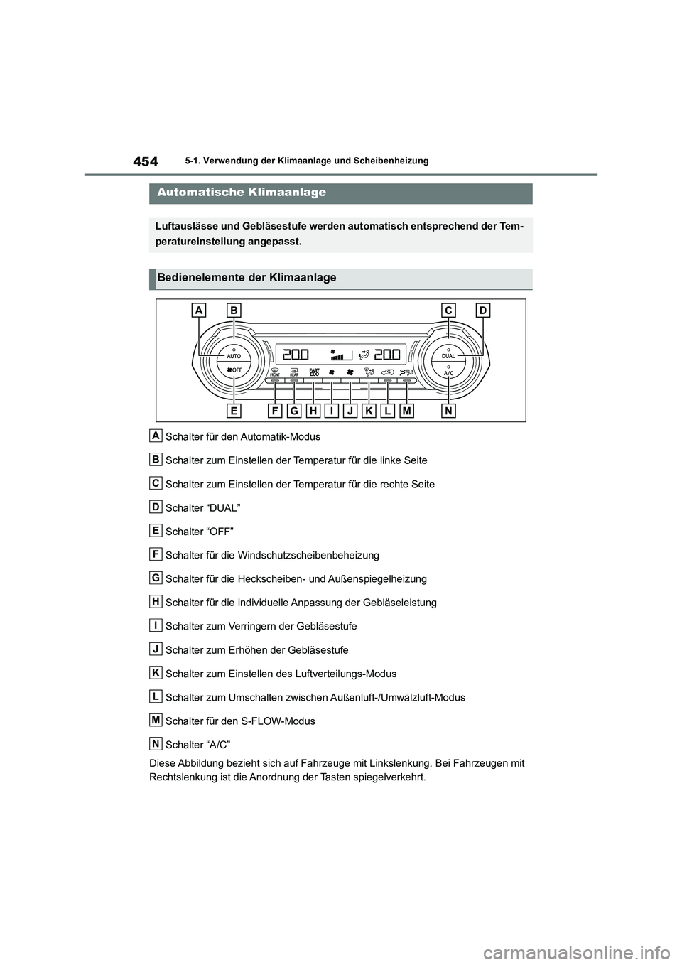 TOYOTA RAV4 2019 Betriebsanleitungen (in German) 4545-1. Verwendung der Klimaanlage und Scheibenheizung
5-1.Verwendun g d er Klimaa nla ge und Sch eib enheizu ng
Schalter für den Automatik-Modus
Schalter zum Einstellen der Temperatur für die link TOYOTA RAV4 2019 Betriebsanleitungen (in German) 4545-1. Verwendung der Klimaanlage und Scheibenheizung
5-1.Verwendun g d er Klimaa nla ge und Sch eib enheizu ng
Schalter für den Automatik-Modus
Schalter zum Einstellen der Temperatur für die link